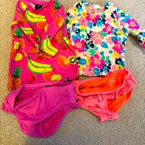 Four 3T swim suits, baby Gap, George, Old Navy
